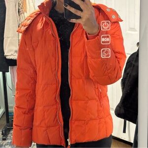 GAP Women's Bright Orange Puffer Jacket